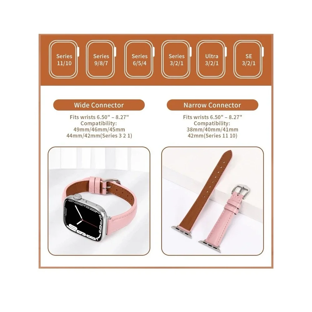 Band Compatible With‎ Apple iWatch 38mm 40mm 41mm Pink Leather New